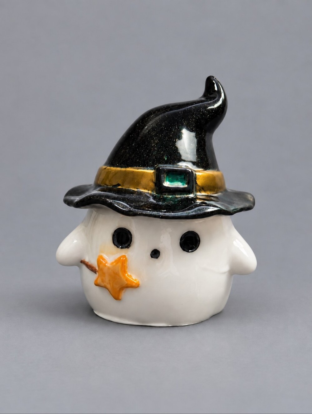 Handcrafted Resin Halloween Ghost Witch Hat Trinket Jar Candle Holder